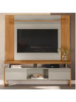 Rack Para Sala Com Painel Para Tv 55 Pol Esmirna L05 Nature Off White - Lyam Decor
