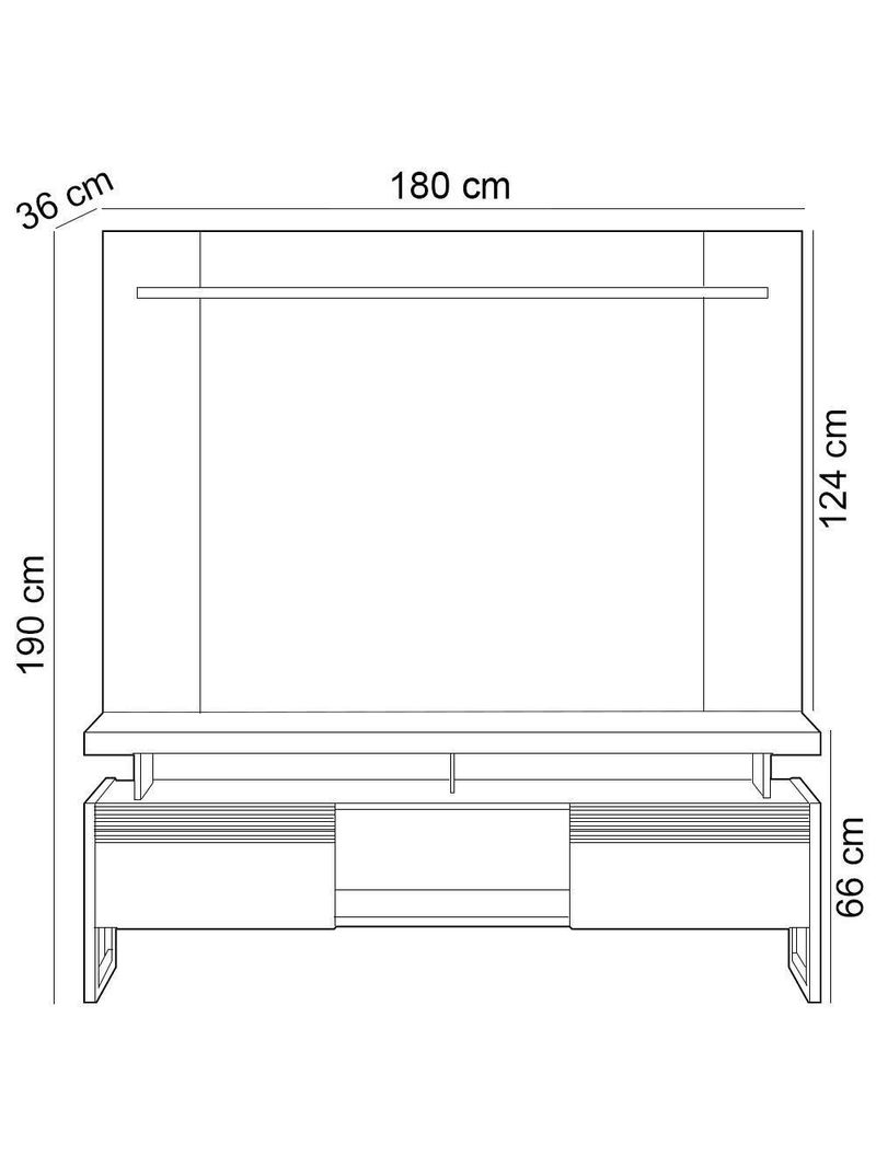 Rack Para Sala Com Painel Para Tv 55 Pol Esmirna L05 Nature Off White - Lyam Decor