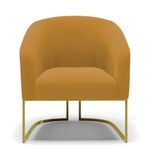 Kit 2 Poltronas Sala Decorativa Stella Veludo Mostarda Base Industrial Dourada D Rossi