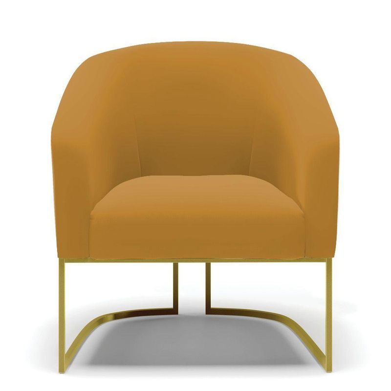 Kit 2 Poltronas Sala Decorativa Stella Veludo Mostarda Base Industrial Dourada D Rossi
