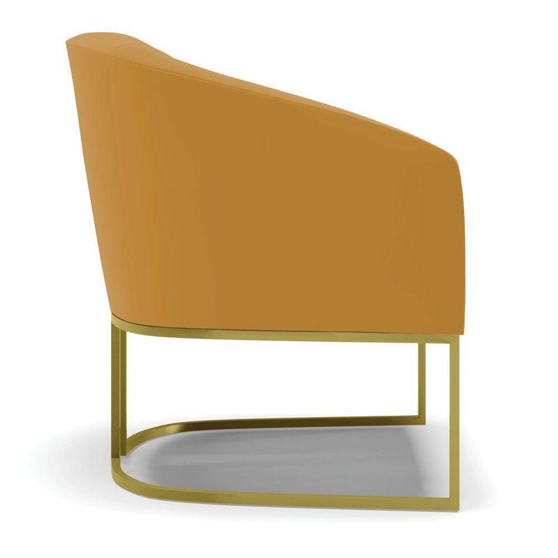 Kit 2 Poltronas Sala Decorativa Stella Veludo Mostarda Base Industrial Dourada D Rossi
