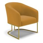 Kit 2 Poltronas Sala Decorativa Stella Veludo Mostarda Base Industrial Dourada D Rossi
