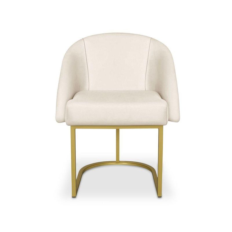 Cadeira Poltrona Lua Decorativa para Quarto em Tecido Veludo Bege