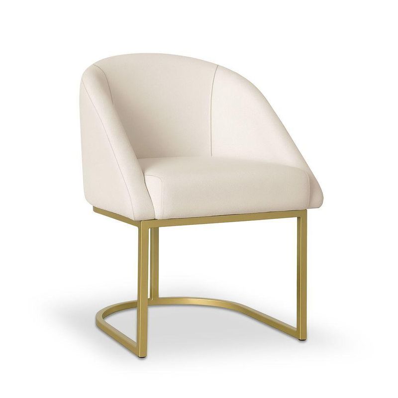 Cadeira Poltrona Lua Decorativa para Quarto em Tecido Veludo Bege