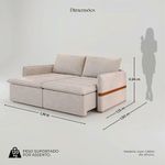 Sofá Cama Retrátil 3 Lugares Bárbara 1,80m Veludo Creme