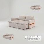 Sofá Cama Retrátil 3 Lugares Bárbara 1,80m Veludo Creme