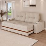Sofá Retrátil Reclinável 4 Lugares Mônaco 2,36m Veludo Creme