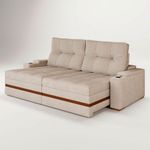 Sofá Retrátil Reclinável 4 Lugares Mônaco 2,36m Veludo Creme