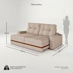 Sofá Retrátil Reclinável 4 Lugares Mônaco 2,36m Veludo Creme