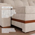 Sofá Retrátil Reclinável 4 Lugares Mônaco 2,36m Veludo Creme