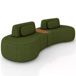 Sofá 4 Lugares 325cm Orgânico Com Mesa Mellanie Linho Verde Z32 - Mpozenato