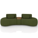 Sofá 4 Lugares 325cm Orgânico Com Mesa Mellanie Linho Verde Z32 - Mpozenato