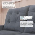 Sofá Retrátil Reclinável 3 Lugares Roma 2,80m Veludo Cinza