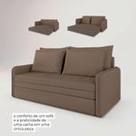 Sofá Cama Retrátil 3 Lugares Veneza 1,56m Linho Marrom