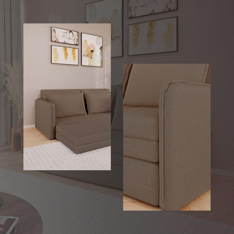 Sofá Cama Retrátil 3 Lugares Veneza 1,56m Linho Marrom