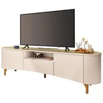 Rack Bancada Tv 80 Pol 201cm Desing Orgânico Elara Off/champanhe - Hb Móveis