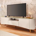 Rack Bancada Tv 80 Pol 201cm Desing Orgânico Elara Off/champanhe - Hb Móveis