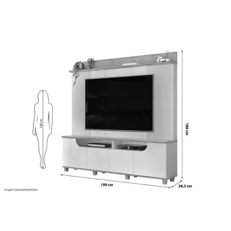 Rack com Painel para TV Até 75" 199CM MDF MDP Bali Cedro