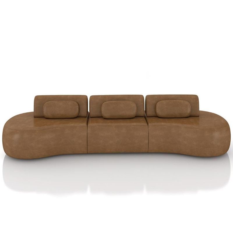 Sofá 4 Lugares 366cm Orgânico Mellanie Sintético Caramelo Z32 - Mpozenato
