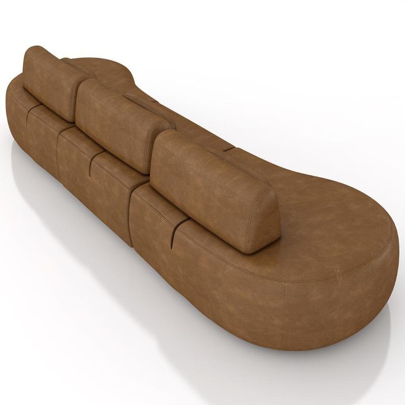 Sofá 4 Lugares 366cm Orgânico Mellanie Sintético Caramelo Z32 - Mpozenato