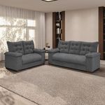 Conjunto Sofá 3 E 2 Lugares Irlanda Veludo Cinza