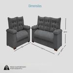 Conjunto Sofá 3 E 2 Lugares Irlanda Veludo Cinza