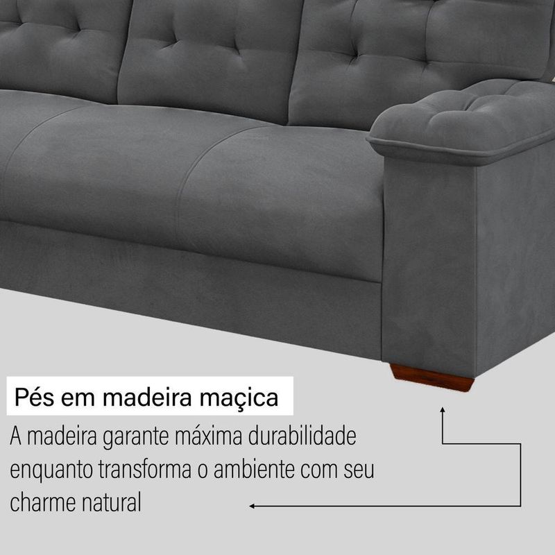 Conjunto Sofá 3 E 2 Lugares Irlanda Veludo Cinza