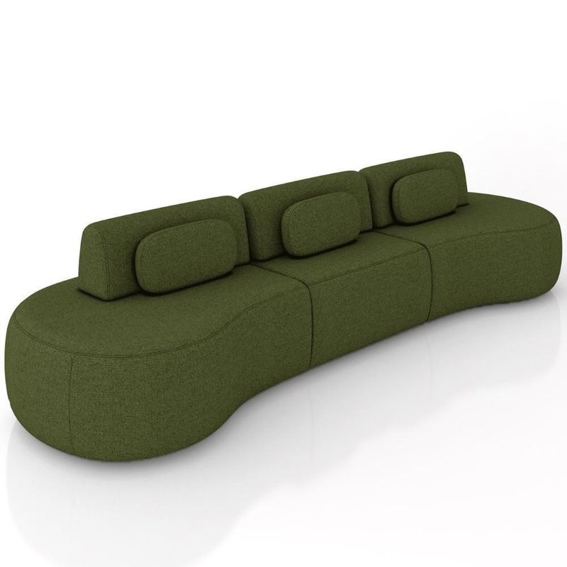 Sofá 4 Lugares 366cm Orgânico Mellanie Linho Verde Z32 - Mpozenato