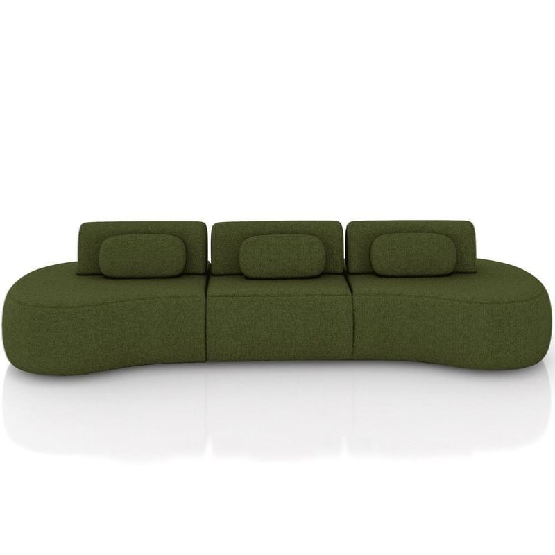 Sofá 4 Lugares 366cm Orgânico Mellanie Linho Verde Z32 - Mpozenato