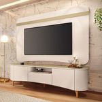 Rack Bancada Elara E Painel Armony Off White Champanhe Com Mesa De Centro Sky Off White - Hb Móveis