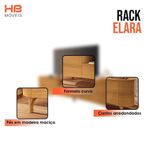 Rack Bancada Elara Cinamomo Com Mesa De Centro Sky Com Tampo De Vidro E Aparador Infinity Cinamomo - Hb Móveis