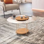 Rack Bancada Elara Cinamomo Com Mesa De Centro Sky Com Tampo De Vidro E Aparador Infinity Cinamomo - Hb Móveis