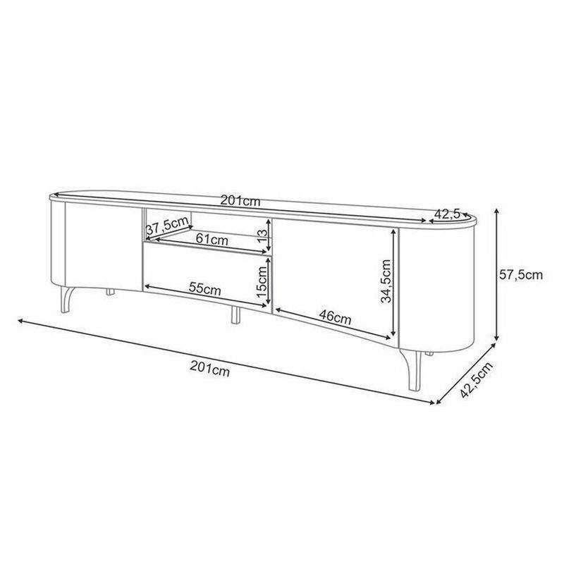 Rack Bancada Elara Com Mesa De Centro Cadenza Off White Champanhe - Hb Móveis