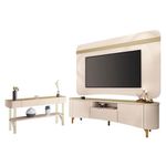 Rack Bancada Elara E Painel Armony Com Aparador Vivant Off White Champanhe - Hb Móveis