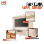 Rack Bancada Elara E Painel Armony Com Aparador Vivant Off White Champanhe - Hb Móveis