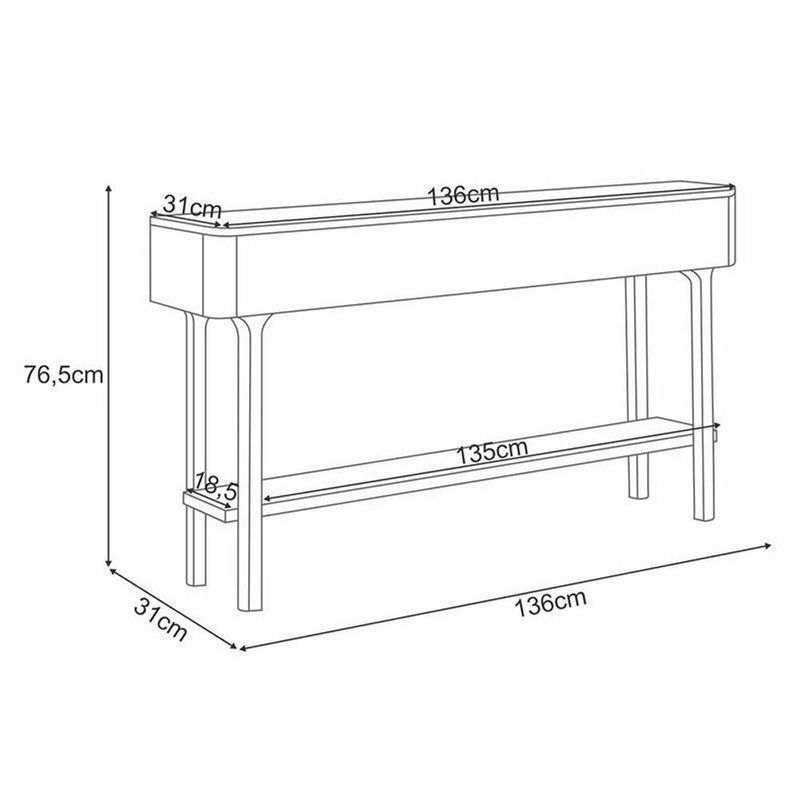 Rack Bancada Elara Com Mesa De Centro Liz E Aparador Fiero Off White Champanhe - Hb Móveis