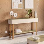 Rack Bancada Elara Com Mesa De Centro Liz E Aparador Fiero Off White Champanhe - Hb Móveis