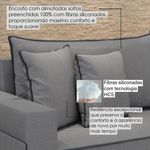 Sofá Fixo 4 Lugares Verona 2,56m Linho Cinza