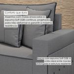 Sofá Fixo 4 Lugares Verona 2,56m Linho Cinza
