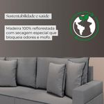 Sofá Fixo 4 Lugares Verona 2,56m Linho Cinza