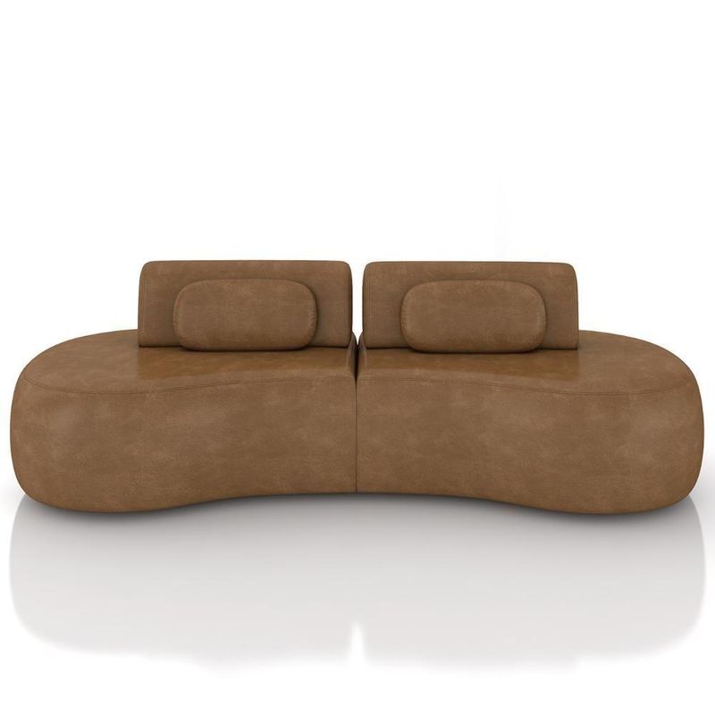 Sofá 4 Lugares 240cm Orgânico Mellanie Sintético Caramelo Z32 - Mpozenato
