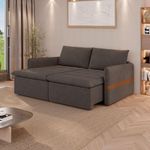 Sofá Cama Retrátil 3 Lugares Bárbara 1,80m Veludo Marrom