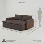 Sofá Cama Retrátil 3 Lugares Bárbara 1,80m Veludo Marrom