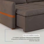Sofá Cama Retrátil 3 Lugares Bárbara 1,80m Veludo Marrom