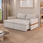Sofá Cama Retrátil 4 Lugares Bárbara 2,20m Veludo Creme