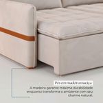 Sofá Cama Retrátil 4 Lugares Bárbara 2,20m Veludo Creme
