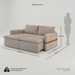 Sofá Cama Retrátil 4 Lugares Bárbara 2,60m Veludo Bege