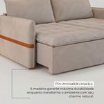 Sofá Cama Retrátil 4 Lugares Bárbara 2,60m Veludo Bege