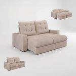 Sofá Retrátil Reclinável 3 Lugares Roma 2,40m Veludo Creme
