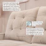 Sofá Retrátil Reclinável 3 Lugares Roma 2,40m Veludo Creme